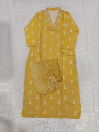 Summer Wear Rayon Kurti Pant Set With Dupatta