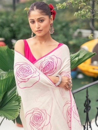 Summer Wear Soft Linen Saree With Pink Blouse