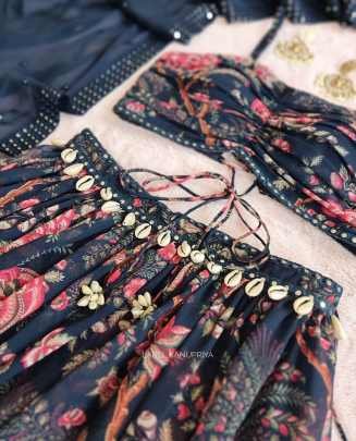 Super Hit Digital Print Georgette Sleeveless Blouse with Stitched Lehenga Choli