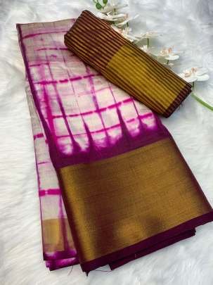 Super Hit Pink Shibori Printed Dola Silk Saree