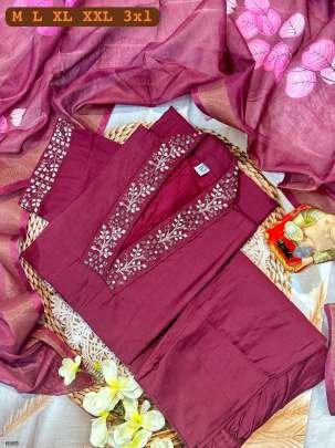 Superb Hand Work Pure Muslin Kurti Set