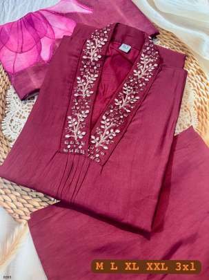 Superb Hand Work Pure Muslin Kurti Set