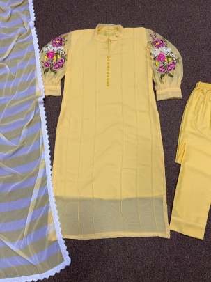 Superhit Yellow colour Top Bottom Dupatta Set