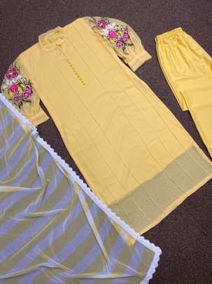 Superhit Yellow colour Top Bottom Dupatta Set