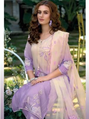 Suroor Catalog Purple Colour Cotton Fabric Kurti Pant Dupatta by Kailee Fashion