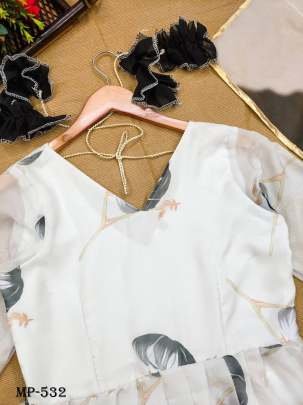 Tebby Organza Floral Print Anarkali Dress And Dupatta