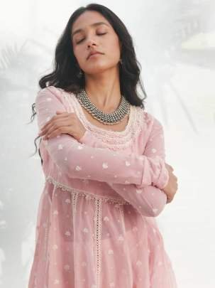 Taffy Color Embroidery Work  Anarkali Suit Pant Set