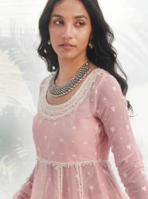 Taffy Color Embroidery Work  Anarkali Suit Pant Set