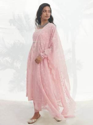 Taffy Color Embroidery Work  Anarkali Suit Pant Set