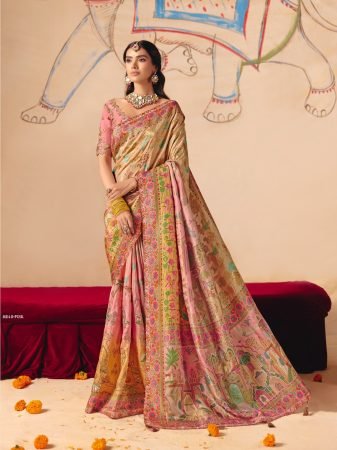Tathasu Anaara Pastel Dola Silk Saree With Elegant Border Work
