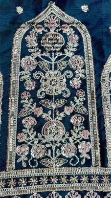 Teal Blue Colour Silk Fabric Moti Handwork Wedding Lehenga