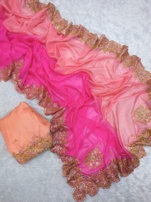 tebby silk embroidery designer saree with un stitched blouse