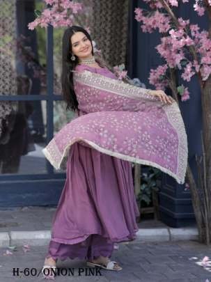 Tebi Silk Onion Pink Kurta and Pant with Dupatta