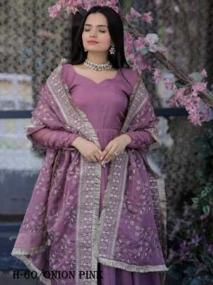 Tebi Silk Onion Pink Kurta and Pant with Dupatta