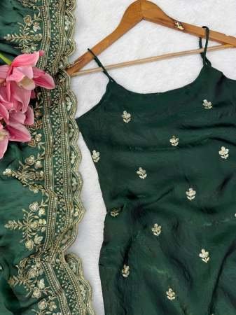 Teej Special Sequence Work Green Ready Made Suit