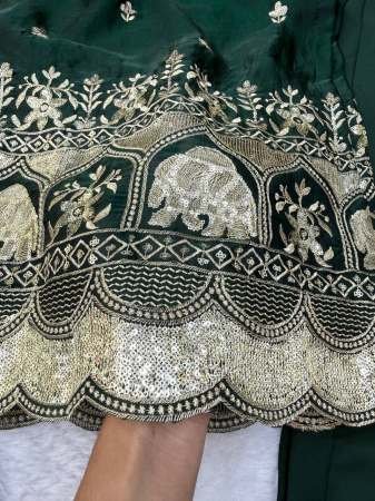 Teej Special Sequence Work Green Ready Made Suit