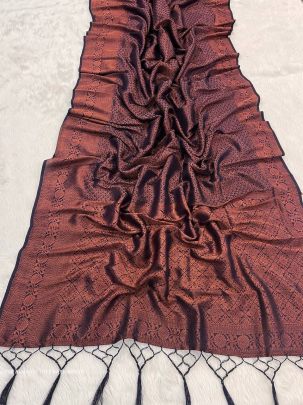 The Almaari 1012 dark brown Kuber Pattu Silk Saree  With Intricate Brocade Blouse Piece