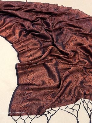 The Almaari 1012 dark brown Kuber Pattu Silk Saree  With Intricate Brocade Blouse Piece