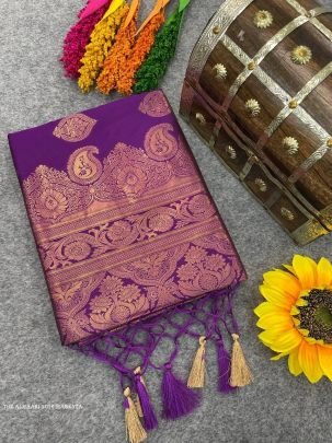 The Almaari 1016 Magenta Pure Banarasi Silk Saree With Demure Blouse Piece