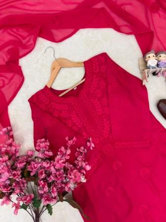 Thread Work Rani Colour Sharara Suit