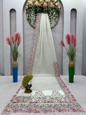 Tussar Silk White Sequence With Pearl Work Saree
