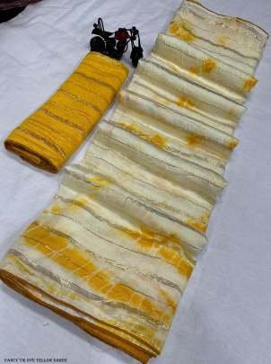 Trendi Viscos Lining Tie Dye Latkan Silk Yellow Saree 