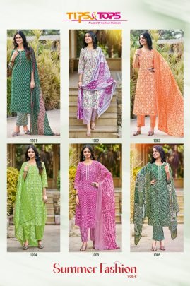 Tips and Tops Present Summer Fashion Cotton Printed 3pcs Kurti set