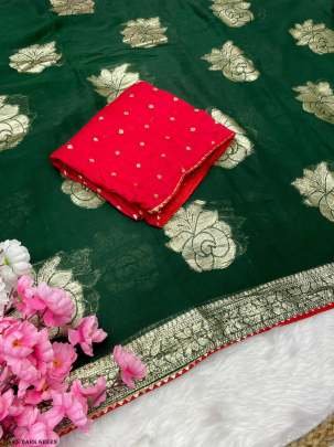 Top Trending Dark Green Georgette Saree