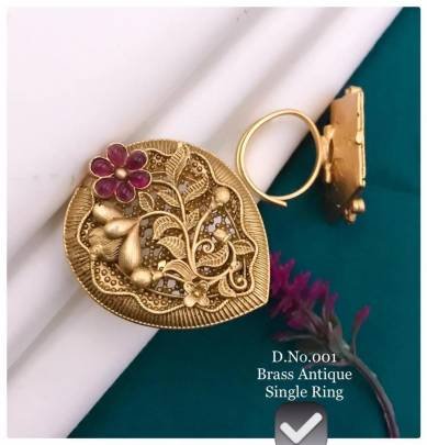 Traditional Brass Antique single Finger Ring for Women