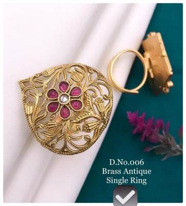 Traditional Brass Antique single Finger Ring for Women
