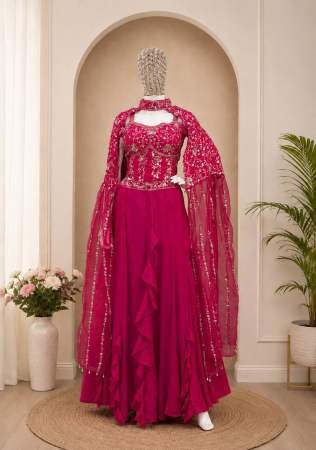Traditional Charm Sequins Gajri Colour Indo Western Dress