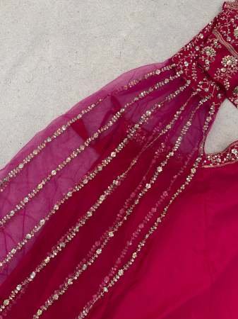 Traditional Charm Sequins Gajri Colour Indo Western Dress