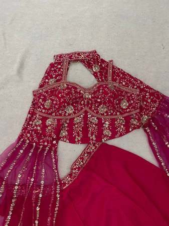 Traditional Charm Sequins Gajri Colour Indo Western Dress