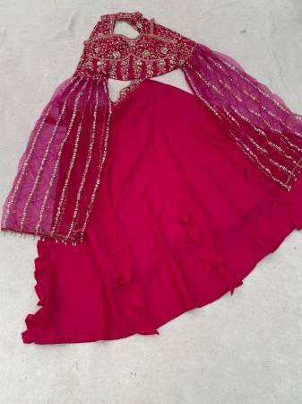 Traditional Charm Sequins Gajri Colour Indo Western Dress