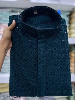 Traditional Chikan Work Rayon Rama Kurta With Pyjama