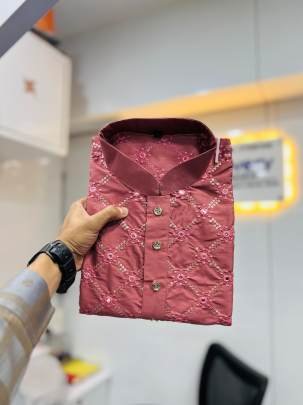 Traditional Cotton Golden Mirror Peach Kurta And Pyjama