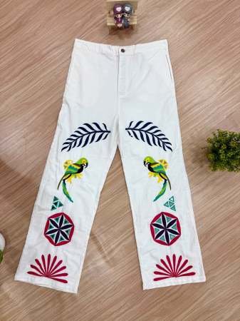 Traditional Denim Jeans With Orange Navratri Style Shrug