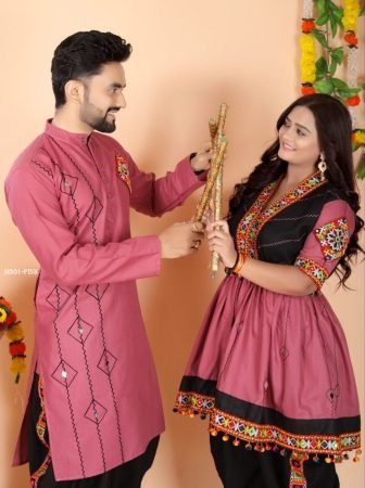 Traditional Embroidered Couple Outfit For Navratri