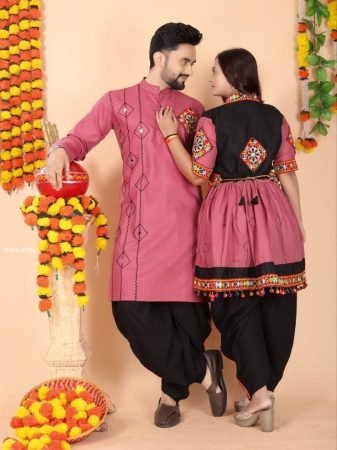Traditional Embroidered Couple Outfit For Navratri