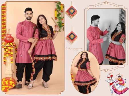 Traditional Embroidered Couple Outfit For Navratri