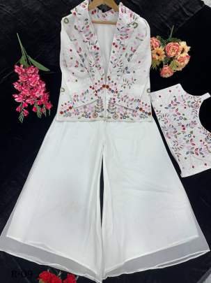 Traditional Embroidered Koti Sharara Dress