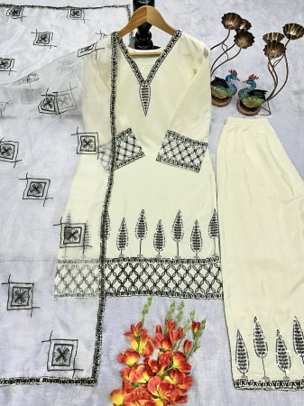 Traditional Farsi Salwar Suit with Heavy Embroidery Work