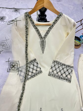 Traditional Farsi Salwar Suit with Heavy Embroidery Work