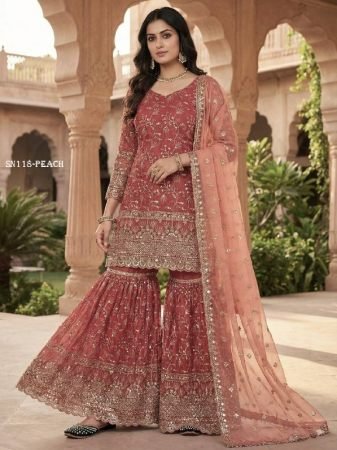 Traditional Fendy Silk Gharara Suit Collection