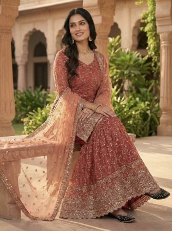 Traditional Fendy Silk Gharara Suit Collection