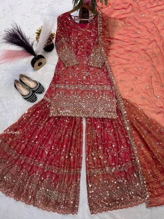 Traditional Fendy Silk Gharara Suit Collection
