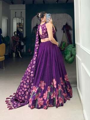 Traditional Floral Printed Lehenga Choli With Foil Work