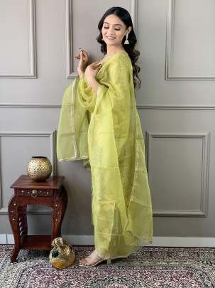Traditional Full Neck Mirror Work Muslin Silk Kurti Set