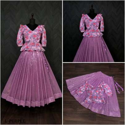 Traditional georgette sequence designer lehenga with choli