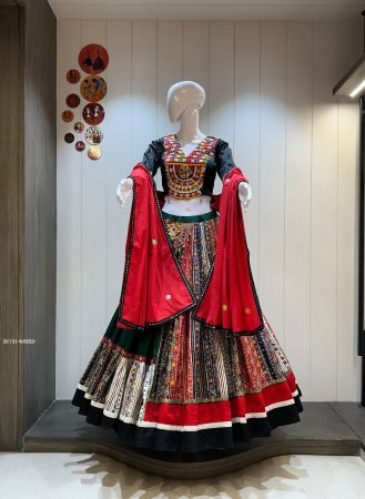 Traditional Gujarati Style Lehenga Choli For Women